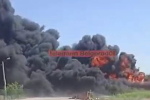Появилось видео с горящим бензовозом после атаки украинского дрона в Белгородской области