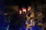 Начавшийся после взрыва пожар в пятиэтажке в Москве сняли на видео